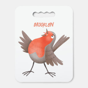 Cute singing robin bird cartoon seat cushion