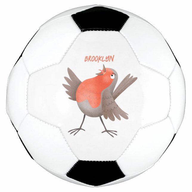 Cute singing robin bird cartoon  soccer ball (Front)