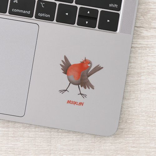 Cute singing robin bird cartoon sticker
