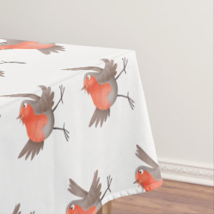 Cute singing robin bird cartoon tablecloth