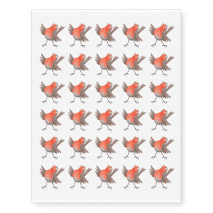 Cute singing robin bird cartoon temporary tattoos