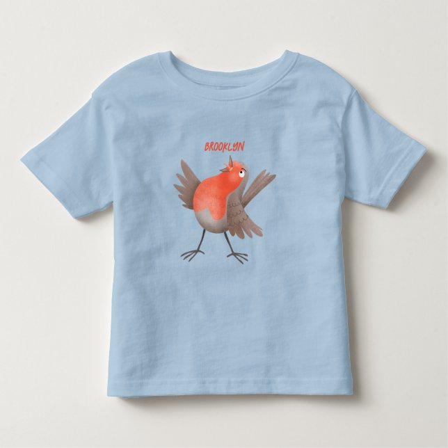 Cute singing robin bird cartoon  toddler t-shirt (Front)