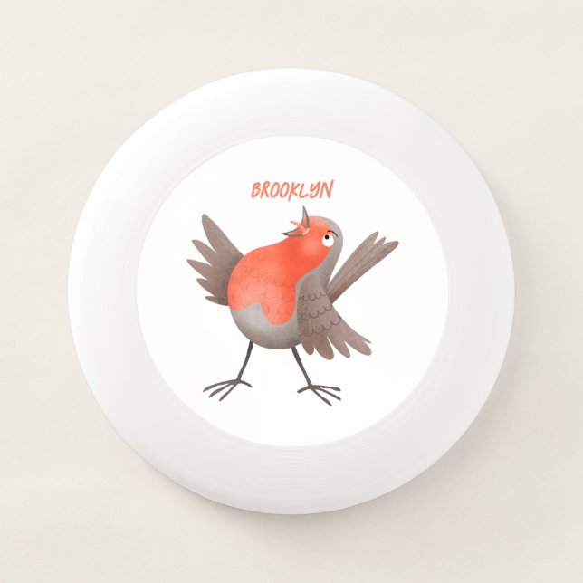 Cute singing robin bird cartoon Wham-O frisbee (Front)