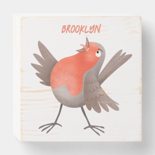 Cute singing robin bird cartoon wooden box sign