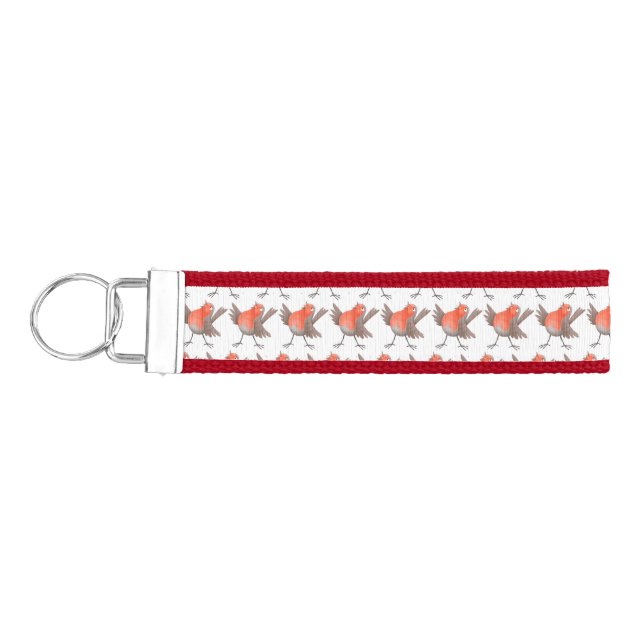 Cute singing robin bird cartoon  wrist keychain (Keys on Left)