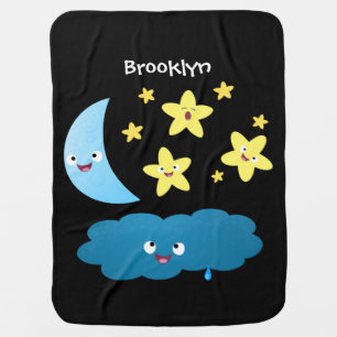 Cute singing stars, moon and cloud cartoon baby blanket