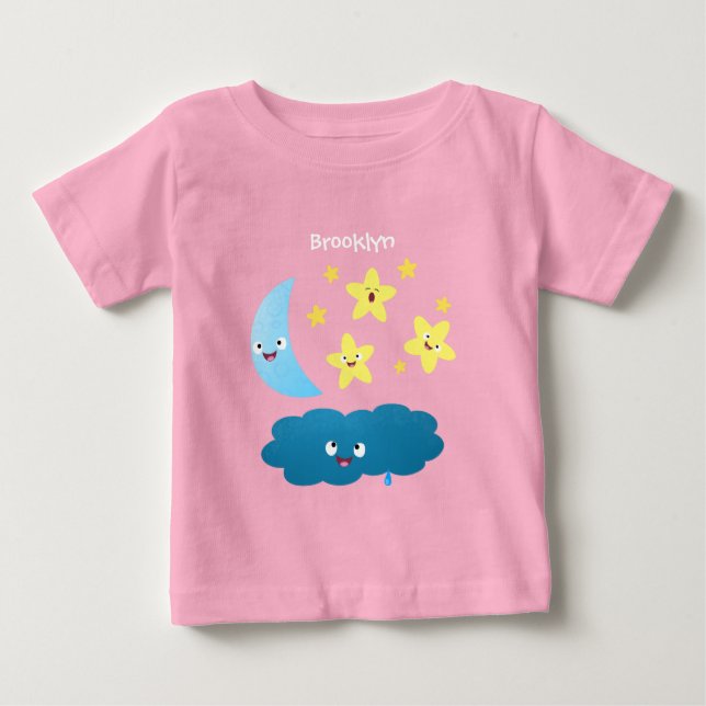 Cute singing stars, moon and cloud cartoon baby T-Shirt (Front)
