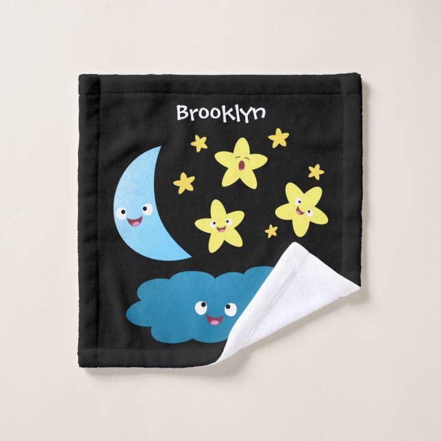 Cute singing stars, moon and cloud cartoon bath towel set (Wash Cloth)