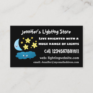 Cute singing stars, moon and cloud cartoon business card