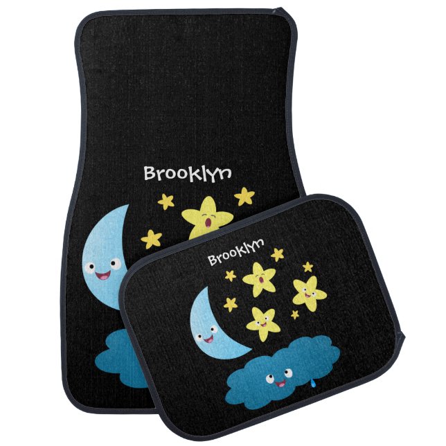 Cute singing stars, moon and cloud cartoon car floor mat (Set)