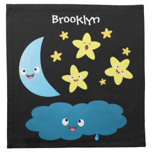 Cute singing stars, moon and cloud cartoon cloth napkin