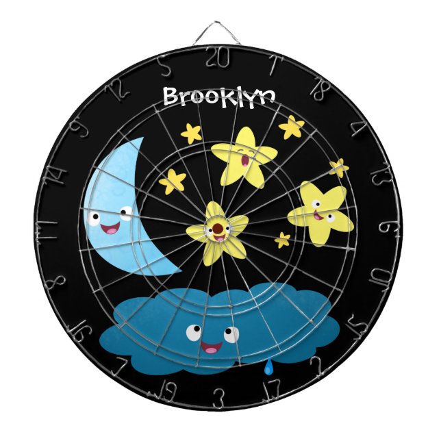 Cute singing stars, moon and cloud cartoon dart board (Front)