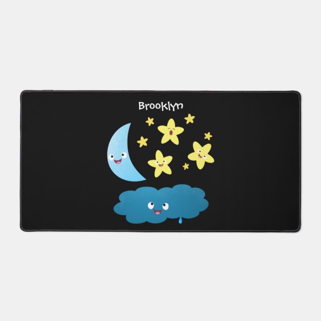 Cute singing stars, moon and cloud cartoon desk mat (Front)
