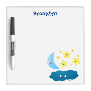 Cute singing stars, moon and cloud cartoon dry erase board