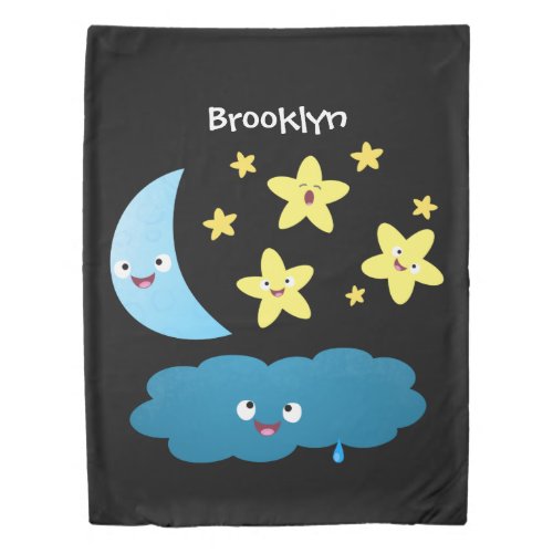 Cute singing stars moon and cloud cartoon duvet cover