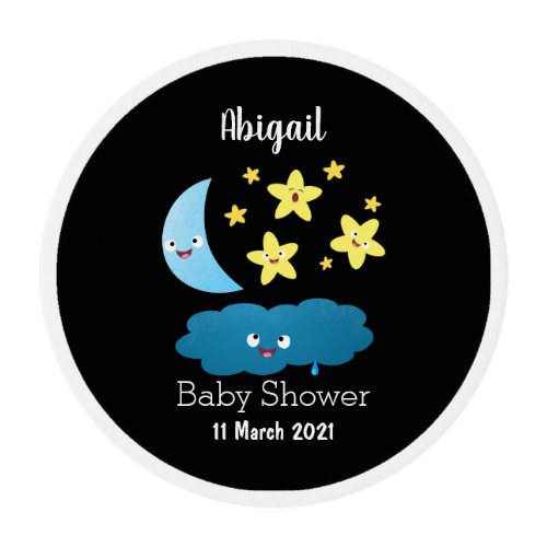 Cute singing stars moon and cloud cartoon edible frosting rounds