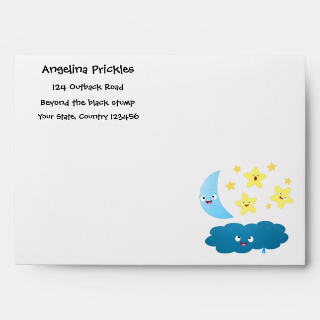 Cute singing stars, moon and cloud cartoon envelope (Front)