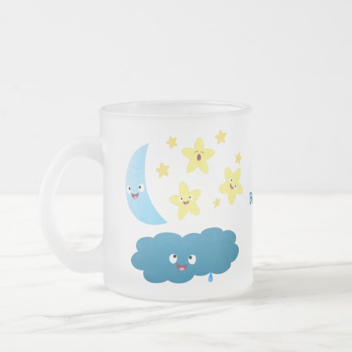 Cute singing stars moon and cloud cartoon frosted glass coffee mug