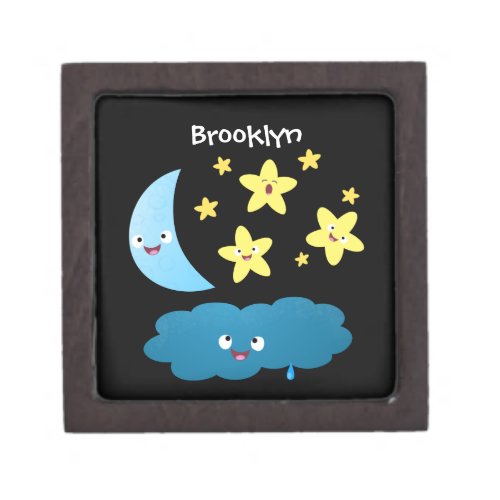 Cute singing stars moon and cloud cartoon gift box