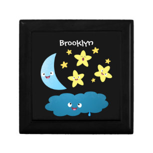 Cute singing stars, moon and cloud cartoon gift box