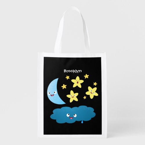 Cute singing stars moon and cloud cartoon grocery bag