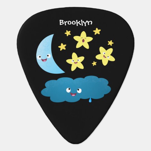 Cute singing stars moon and cloud cartoon guitar pick