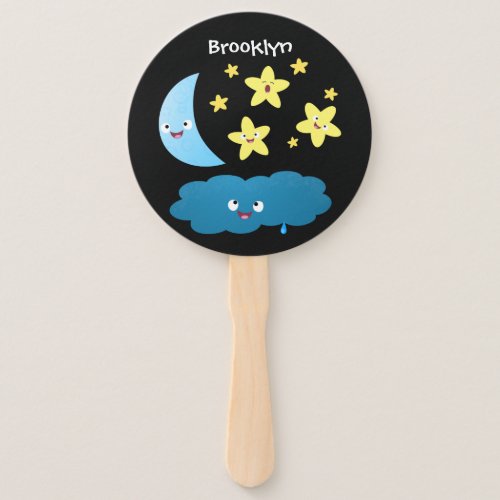 Cute singing stars moon and cloud cartoon hand fan