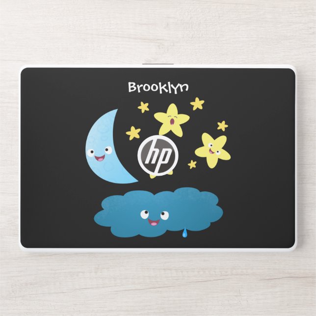 Cute singing stars, moon and cloud cartoon HP laptop skin (Front)
