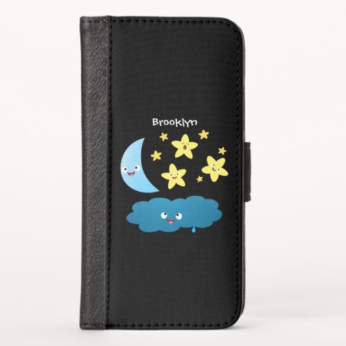 Cute singing stars moon and cloud cartoon iPhone x wallet case