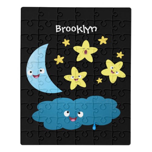 Cute singing stars moon and cloud cartoon jigsaw puzzle