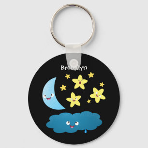 Cute singing stars, moon and cloud cartoon keychain
