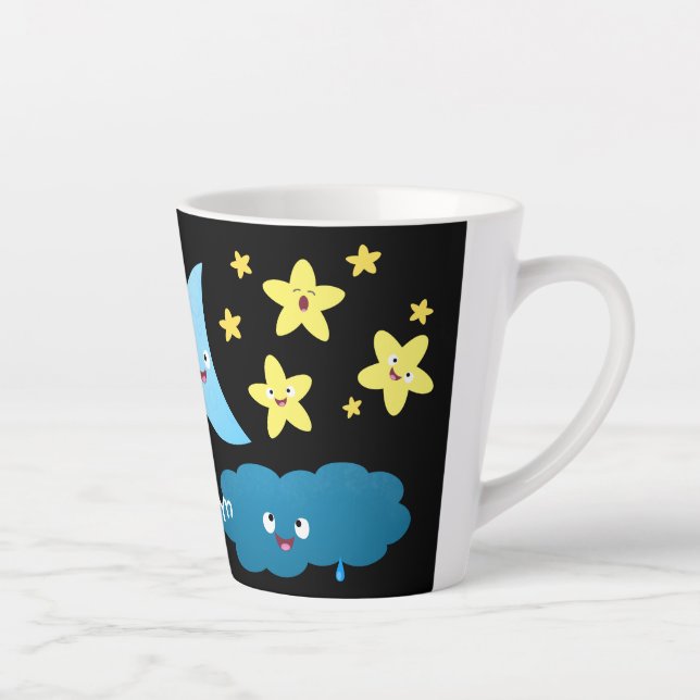 Cute singing stars, moon and cloud cartoon latte mug (Right)