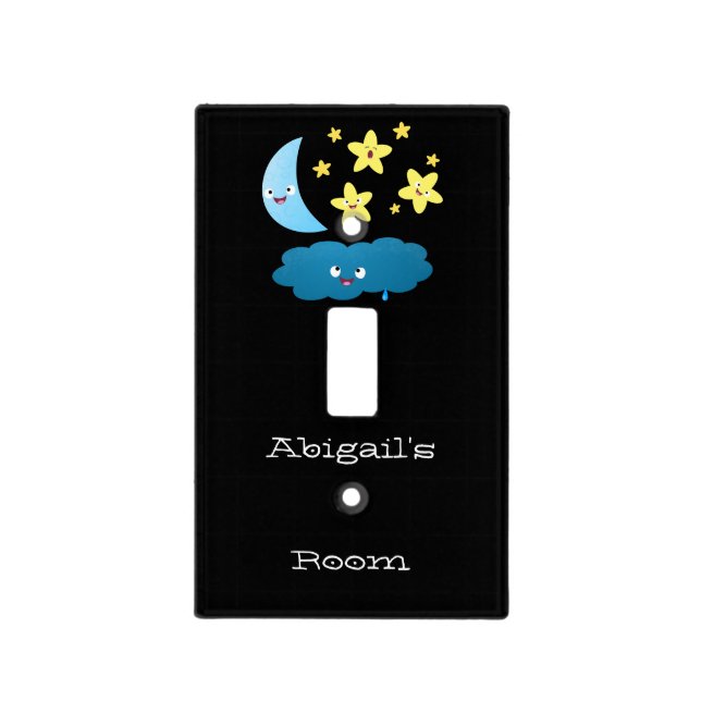 Cute singing stars, moon and cloud cartoon light switch cover (Front)