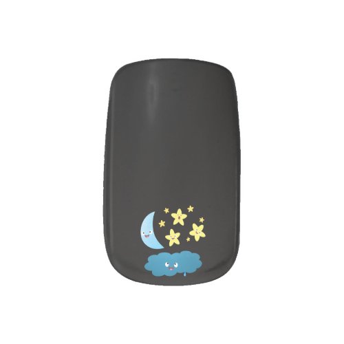 Cute singing stars moon and cloud cartoon minx nail art