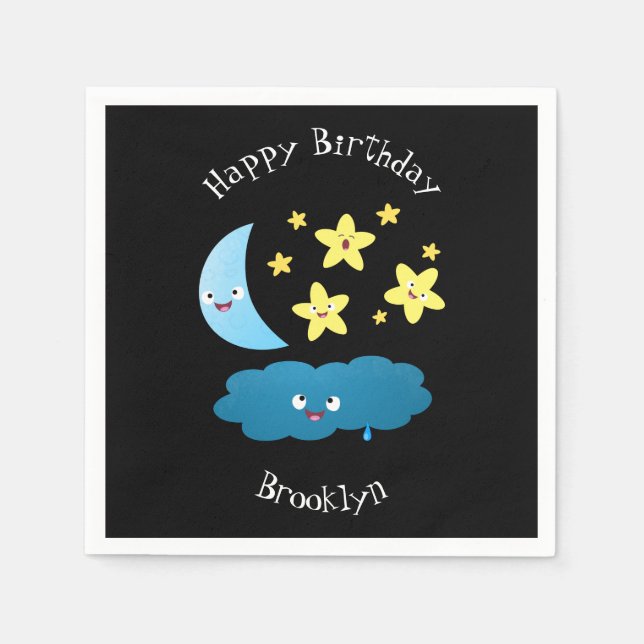 Cute singing stars, moon and cloud cartoon napkins (Front)