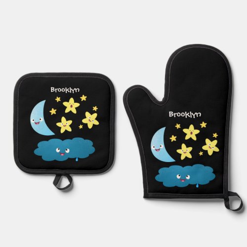 Cute singing stars moon and cloud cartoon oven mitt  pot holder set