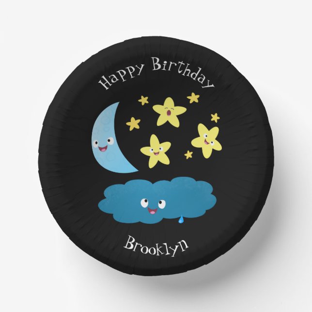 Cute singing stars, moon and cloud cartoon paper bowls (Front)