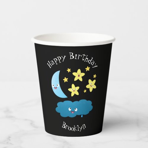 Cute singing stars moon and cloud cartoon paper cups