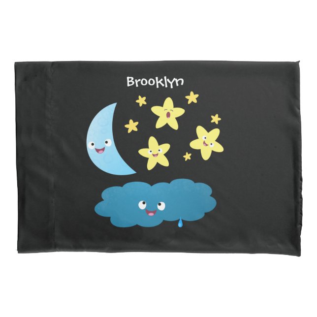 Cute singing stars, moon and cloud cartoon pillow case (Front)