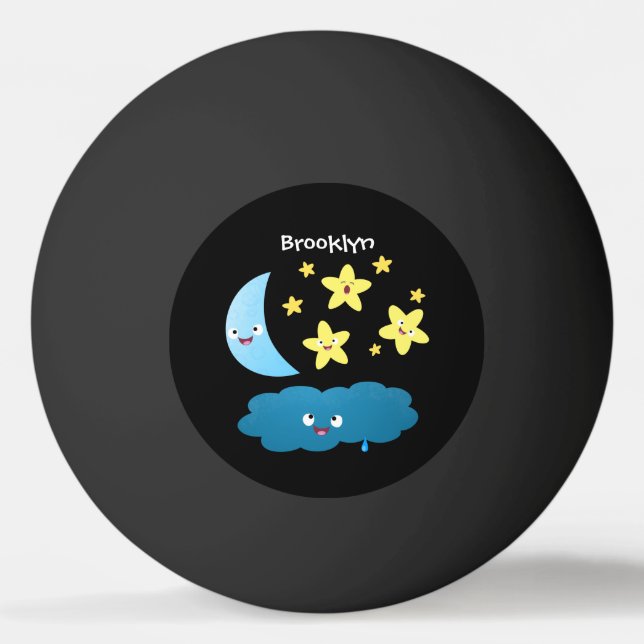 Cute singing stars, moon and cloud cartoon ping pong ball (Front)