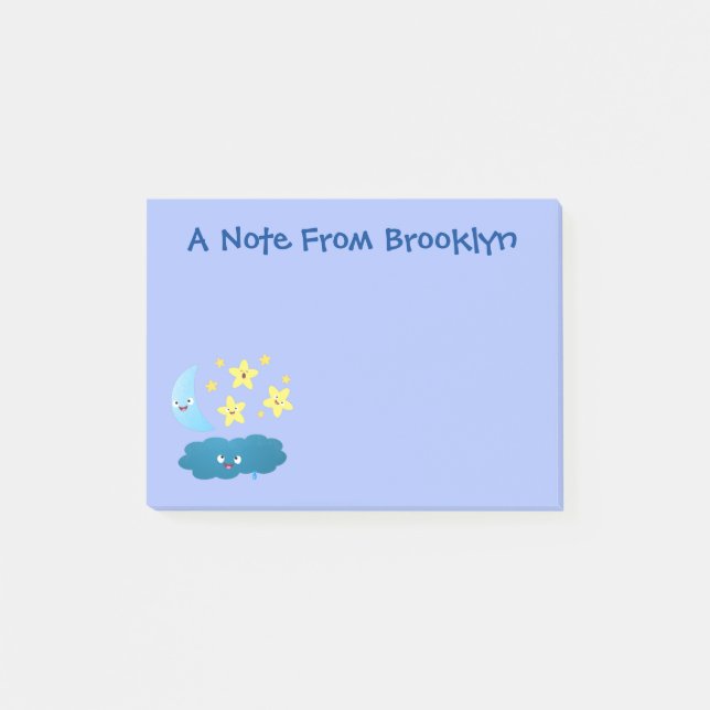 Cute singing stars, moon and cloud cartoon post-it notes (Front)