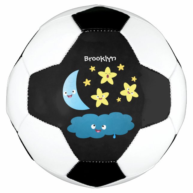 Cute singing stars, moon and cloud cartoon soccer ball (Front)