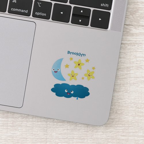 Cute singing stars moon and cloud cartoon sticker