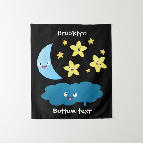 Cute singing stars moon and cloud cartoon tapestry