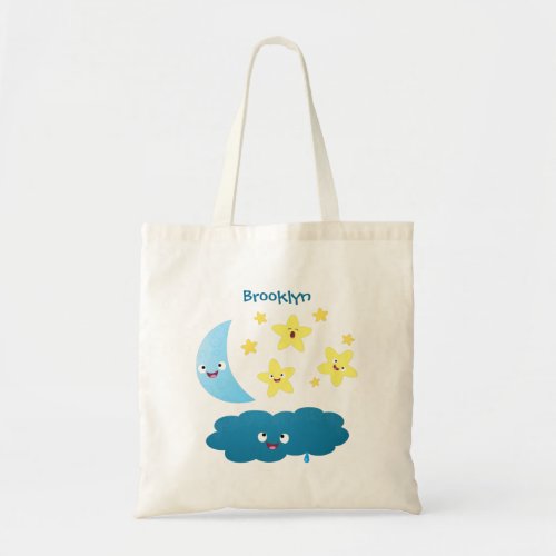 Cute singing stars moon and cloud cartoon tote bag