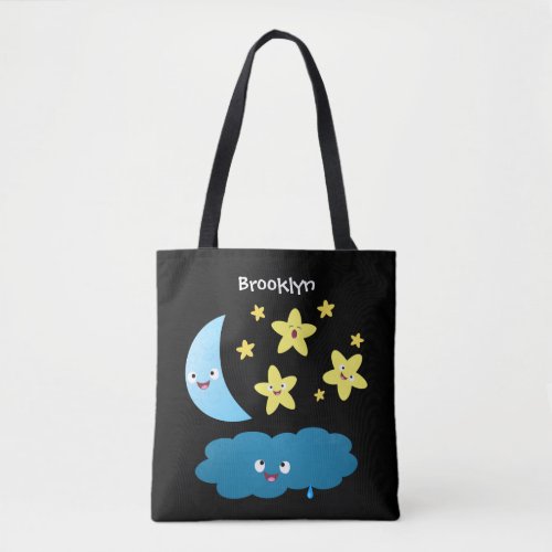 Cute singing stars moon and cloud cartoon tote bag