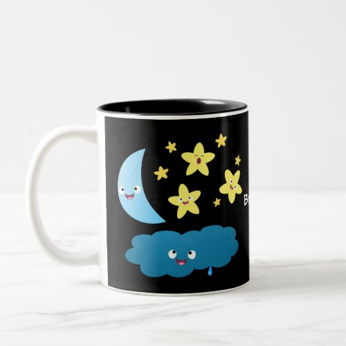 Cute singing stars moon and cloud cartoon Two_Tone coffee mug