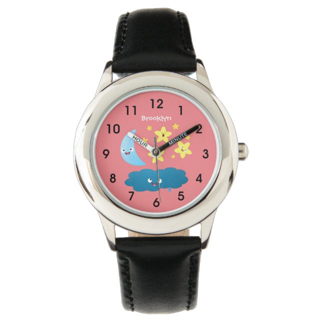 Cute singing stars, moon and cloud cartoon watch (Front)