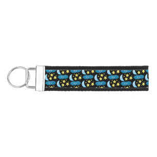 Cute singing stars, moon and cloud cartoon wrist keychain