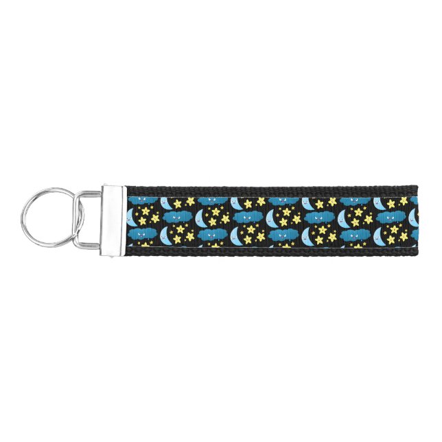 Cute singing stars, moon and cloud cartoon wrist keychain (Keys on Left)